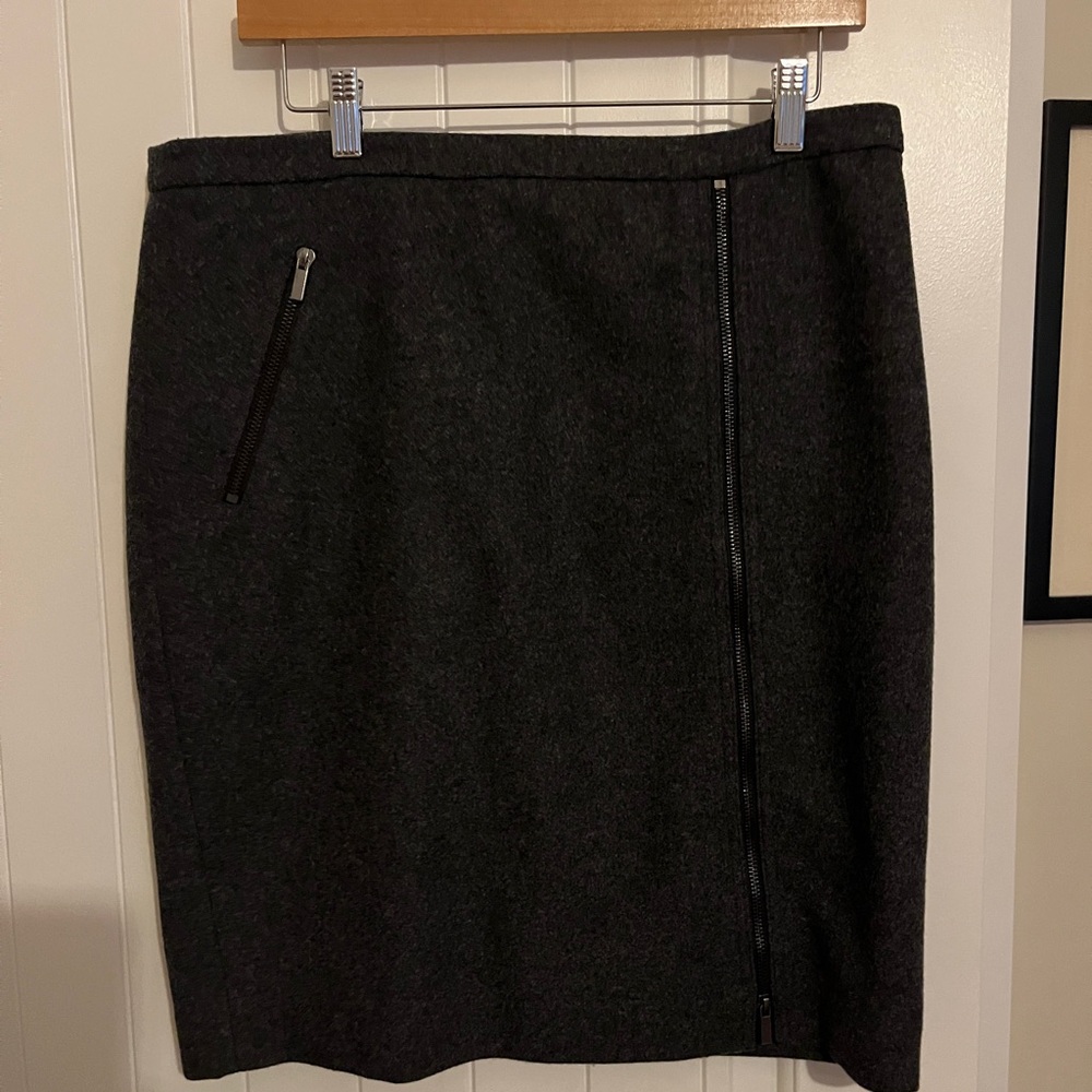 Dark grey J Crew moto pencil skirt